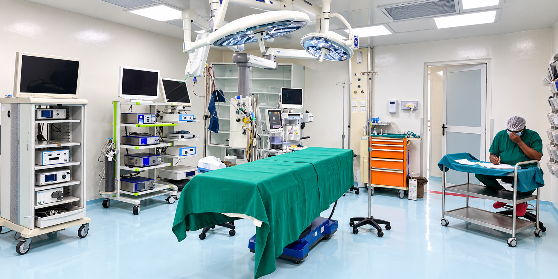 Surgical team performing a procedure in the operating theatre